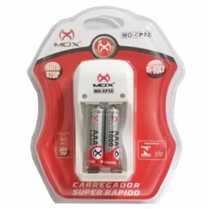 Carregador De Pilhas Mox Com 2 Pilhas Aaa 1000 Recarreg mo-CP32