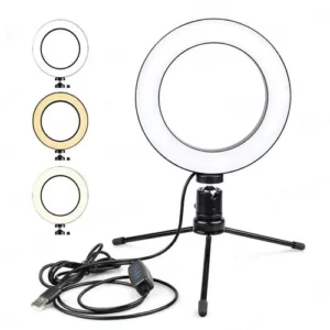 Ring Light De Mesa Iluminador De Led Tripé 6 Polegadas 16cm