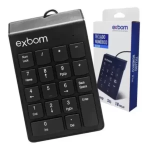 Mini Teclado Numérico Usb Com Fio 18 Teclas Exbom Bk-n30