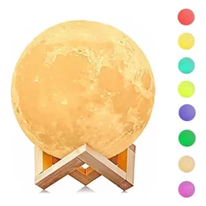 Luminária Para Quarto Lua Cheia 3d Abajur Led Touch 8 Cores