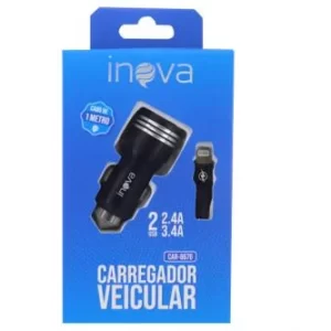 Carregador Veicular Inova 2.4A/3.4A CAR-8676 Cabo iPhone