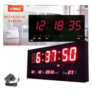 Relógio Parede Digital Painel Led Data Term Dia Mês Le-2112