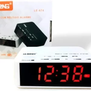 Rádio Relógio Despertador Digital Fm Bluetooth Tf Lelong-674