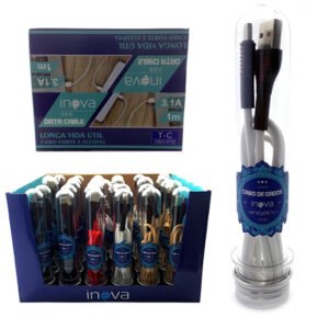 Caixa com 30 Cabos Flexíveis Inova 3.1 tipo C Cores Sortidas- CAB66